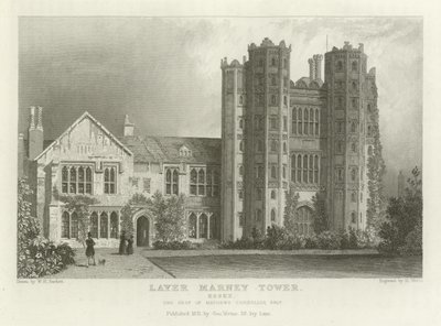 Layer Marney Tower, Essex, setet til Mathews Corsellis, Esquire av William Henry Bartlett