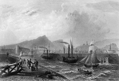 Leith Pier and Harbour, gravert av Robert Wallis, ca. 1820 av William Henry Bartlett