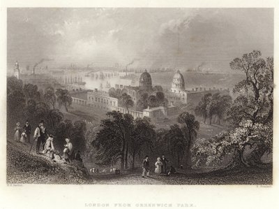 London fra Greenwich Park av William Henry Bartlett