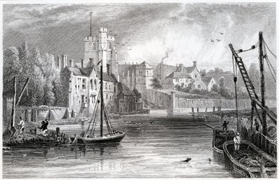 Maidstone fra vannet, Kent, 1832 av William Henry Bartlett