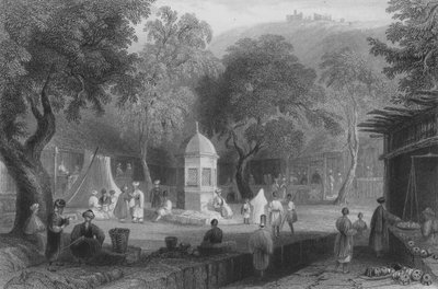 Markedsscene og fontene, Antiokia av William Henry Bartlett