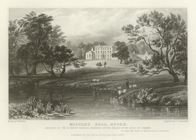 Mistley Hall, Essex, residens til høyre ærede Charles Manners Sutton, Speaker for Underhuset av William Henry Bartlett