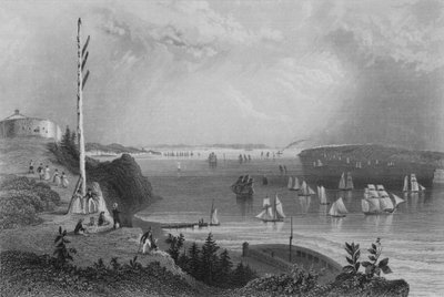 New York Bay, fra Telegraph Station (gravering) av William Henry Bartlett