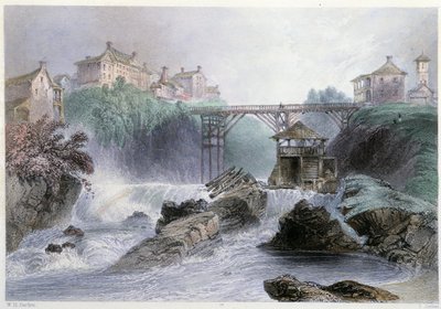 Pont à Sherbrooke - i "" Canadian Scenery illustrert" av William Henry Bartlett, red. George Virtue av William Henry Bartlett
