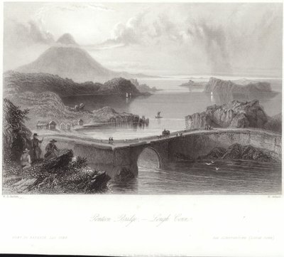 Pontoon Bridge på Lough Conn av William Henry Bartlett