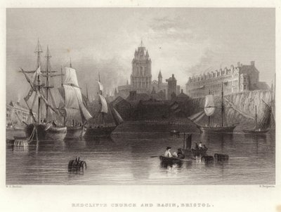 Redcliffe Church and Basin, Bristol av William Henry Bartlett