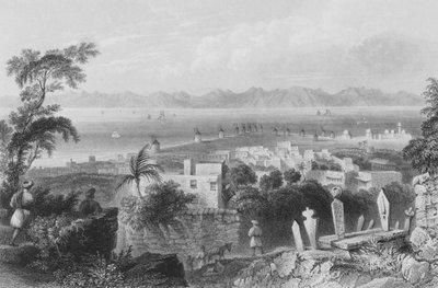 Rhodos, de gamle Dodanim, med kanalen mellom øya og Lilleasia av William Henry Bartlett