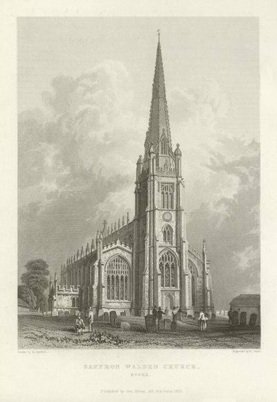 Saffron Walden Church, Essex av William Henry Bartlett