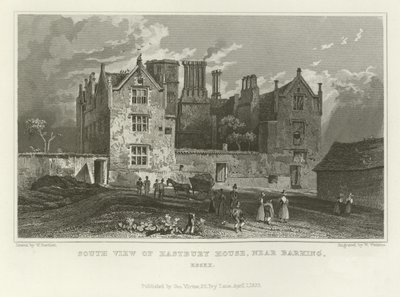 South View of Eastbury House, nær Barking, Essex av William Henry Bartlett