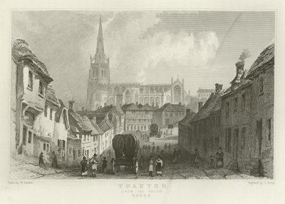 Thaxted, fra sør, Essex av William Henry Bartlett