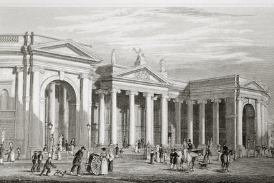 Bank of Ireland, Dublin, bygget i 1729, fra "Scenery and Antiquities of Ireland" av George Virtue, 1860-tallet av William Henry Bartlett