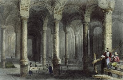 The Cistern of Bin-Veber-Direg, eller The Thousand and One, Istanbul, gravert av J. Carter, ca. 1850 (akvatint) av William Henry Bartlett