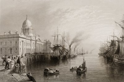 The Custom House, Dublin, fra "Scenery and Antiquities of Ireland" av George Virtue, 1860-tallet av William Henry Bartlett