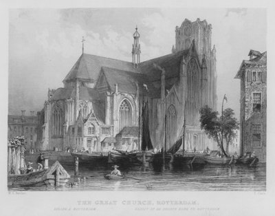Den store kirken, Rotterdam (gravering) av William Henry Bartlett