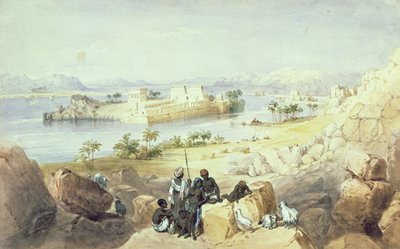 Øya Philae, ser nedover Nilen av William Henry Bartlett