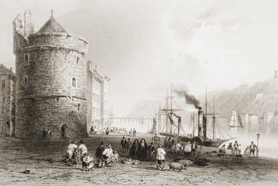 The Quay at Waterford, Irland, fra "Scenery and Antiquities of Ireland" av George Virtue, 1860-tallet av William Henry Bartlett