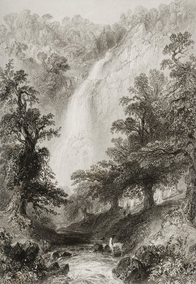 The Waterfall, Powerscourt, County Wicklow, Irland, fra 