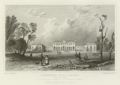 Thorndon Hall, Essex, fra nord, sete til Lord Petrie av William Henry Bartlett