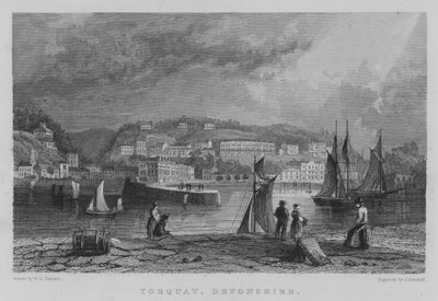 Torquay, Devonshire (gravering) av William Henry Bartlett