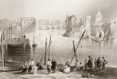 Utsikt over Galway fra Claddagh, County Galway, Irland, fra "Scenery and Antiquities of Ireland" av George Virtue, 1860-tallet av William Henry Bartlett