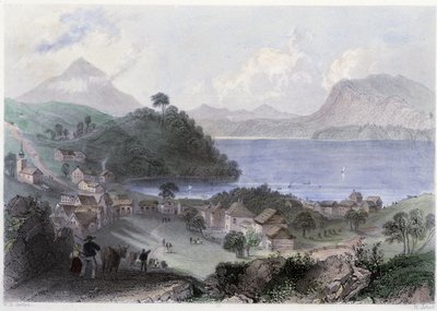 Utsikt over Georgeville og dens innsjø - i "" Canadian Scenery illustrert" av William Henry Bartlett, red. George Virtue av William Henry Bartlett