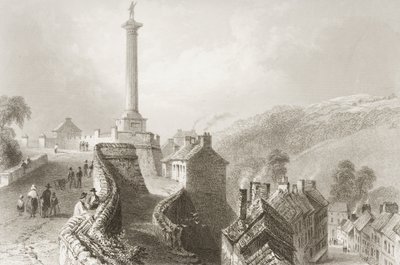 Walls and Walker's Pillar, Londonderry, fra "Scenery and Antiquities of Ireland" av George Virtue, 1860-tallet av William Henry Bartlett