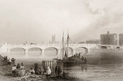 Wellesley Bridge, Limerick, Irland, fra "Scenery and Antiquities of Ireland" av George Virtue, 1860-tallet av William Henry Bartlett