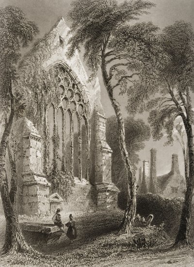 Youghal Abbey, County Cork, Irland, fra "Scenery and Antiquities of Ireland" av George Virtue, 1860-tallet av William Henry Bartlett