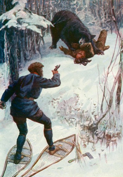 Bjørnen sto over ham og holdt en av armene hans i munnen av William Henry Charles Groome