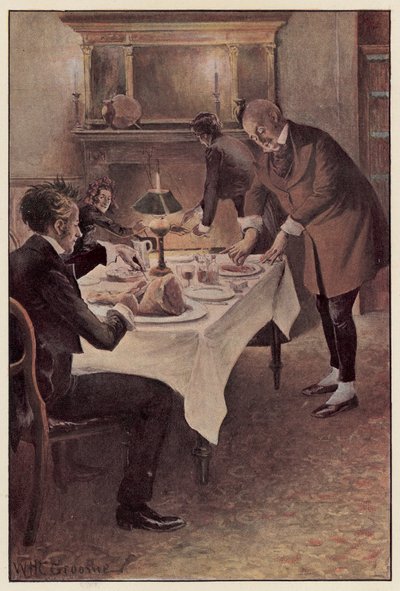 Traddles skjærer fårekjøttet i skiver av William Henry Charles Groome
