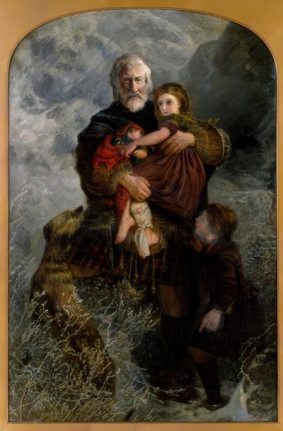 Glencoe-massakren, flyktninger / maleri v. W.H. Fisk av William Henry Fisk
