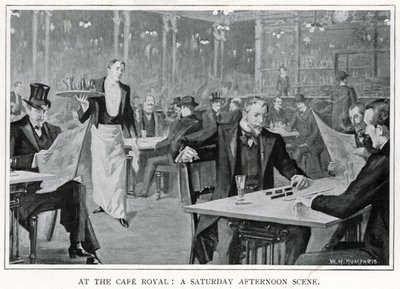At the Cafe Royal: A Saturday Afternoon Scene, ca. 1900 (litho) av William Henry Humphris