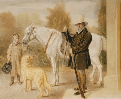 En idrettsmann med en gutt, en ponni og en hund, 1827 av William Henry Hunt