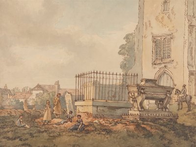 Bushey kirkegård med gravene til Edridge, Hearne og H. Monro av William Henry Hunt