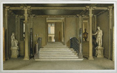 North Entrance Hall på Chatsworth House (akvarell på papir) av William Henry Hunt