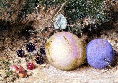 Nyper, bjørnebær og plommer av William Henry Hunt