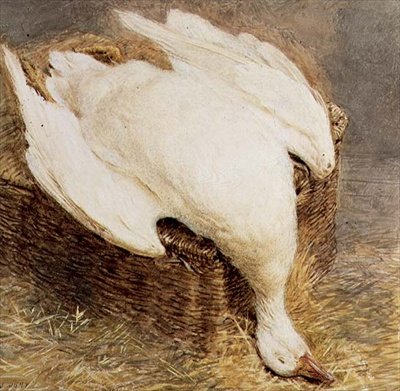 Stilleben av en død gås med en kurv av William Henry Hunt