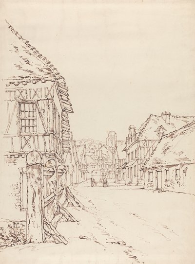 Utsikt over en gate i en fransk by av William Henry Hunt