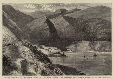 Alvorlig ulykke i Nice, punktet i veien der vognen og hestene rullet over stupet av William Henry James Boot