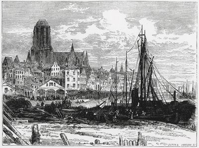 Utsikt over Frankfort-on-the-Main med White Ladies Church i bakgrunnen, gravert av Cutts og Harrison av William Henry James Boot
