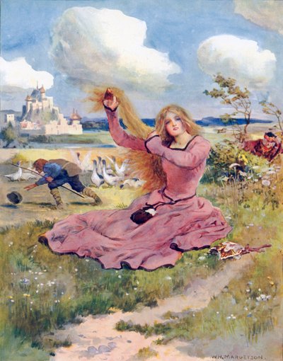 Blås, dere briser, blås, sier jeg, blås bort gåseflokkens hatt av William Henry Margetson