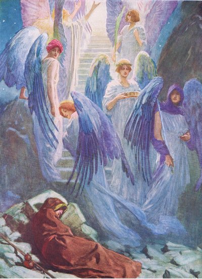 Jacobs drøm, fra The Bible Picture Book utgitt av Thomas Nelson, ca. 1950 av William Henry Margetson