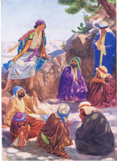 Joseph forteller sin drøm, fra The Bible Picture Book utgitt av Thomas Nelson, ca. 1950 av William Henry Margetson