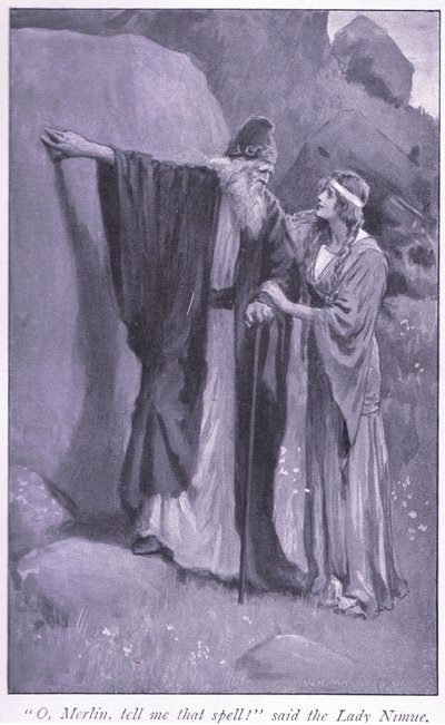 Å, Merlin fortell meg den trolldommen! sa fruen Niume av William Henry Margetson