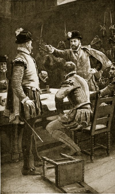 Regent Moray arresterer fiendene sine, 1569, illustrasjon fra 