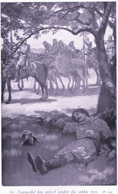 Sir Launcelot lå og sov under epletreet av William Henry Margetson