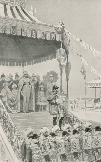 Dronningen blir utropt til keiserinne av India i Delhi av William Henry Margetson