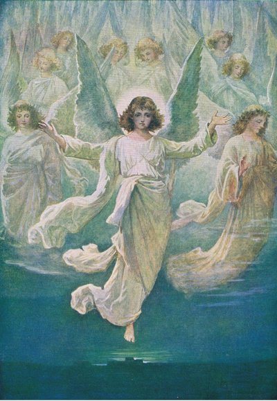 Englekoret, fra The Bible Picture Book utgitt av Thomas Nelson, ca. 1950 av William Henry Margetson