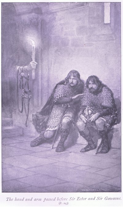 Hånden og armen gikk foran Sir Ectar og Sir Gawaine av William Henry Margetson