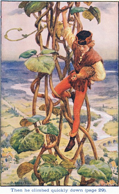 Så klatret han stille ned, Jack and the Beanstalk, 1925 av William Henry Margetson